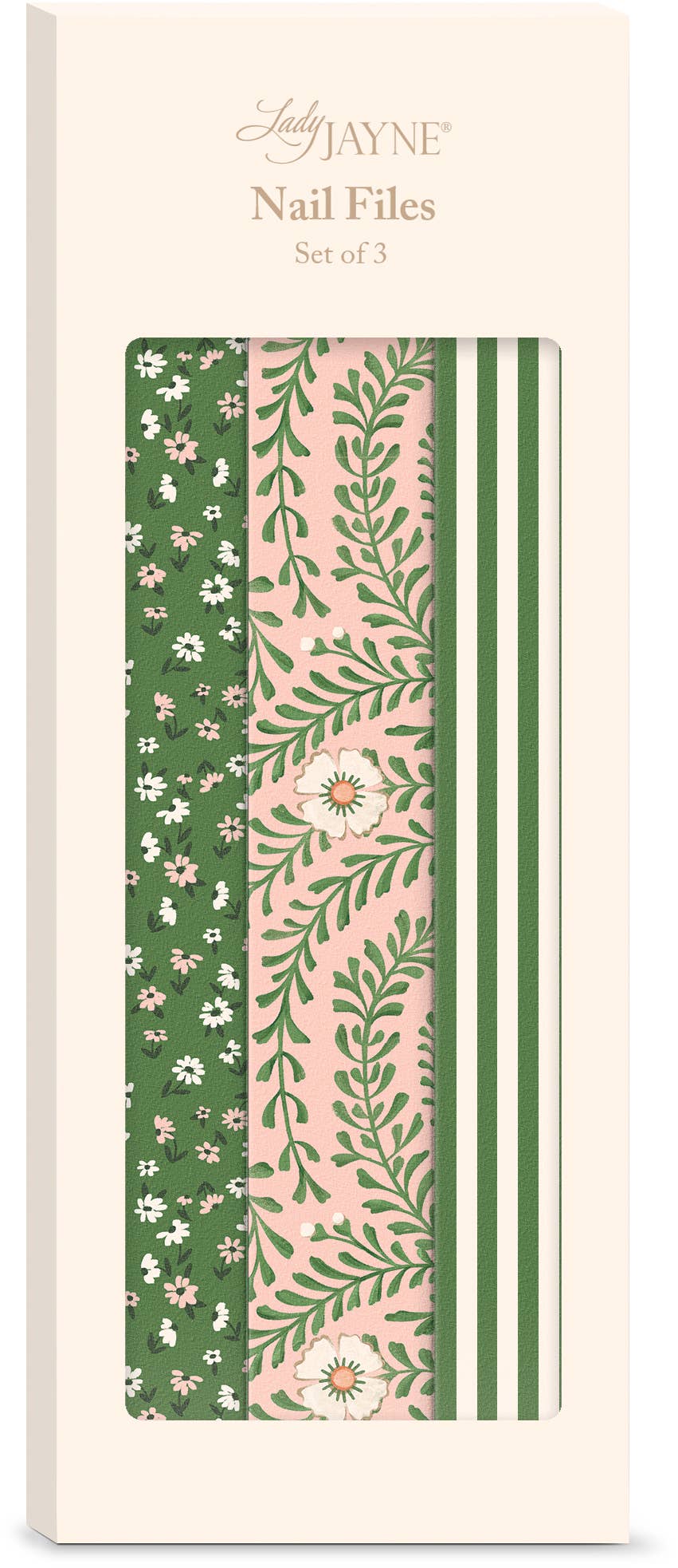 Pink Green Floral Nail File Set