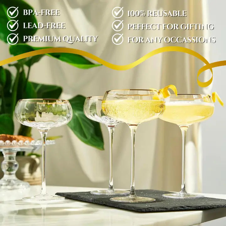 Gold Rim Coupe Glasses