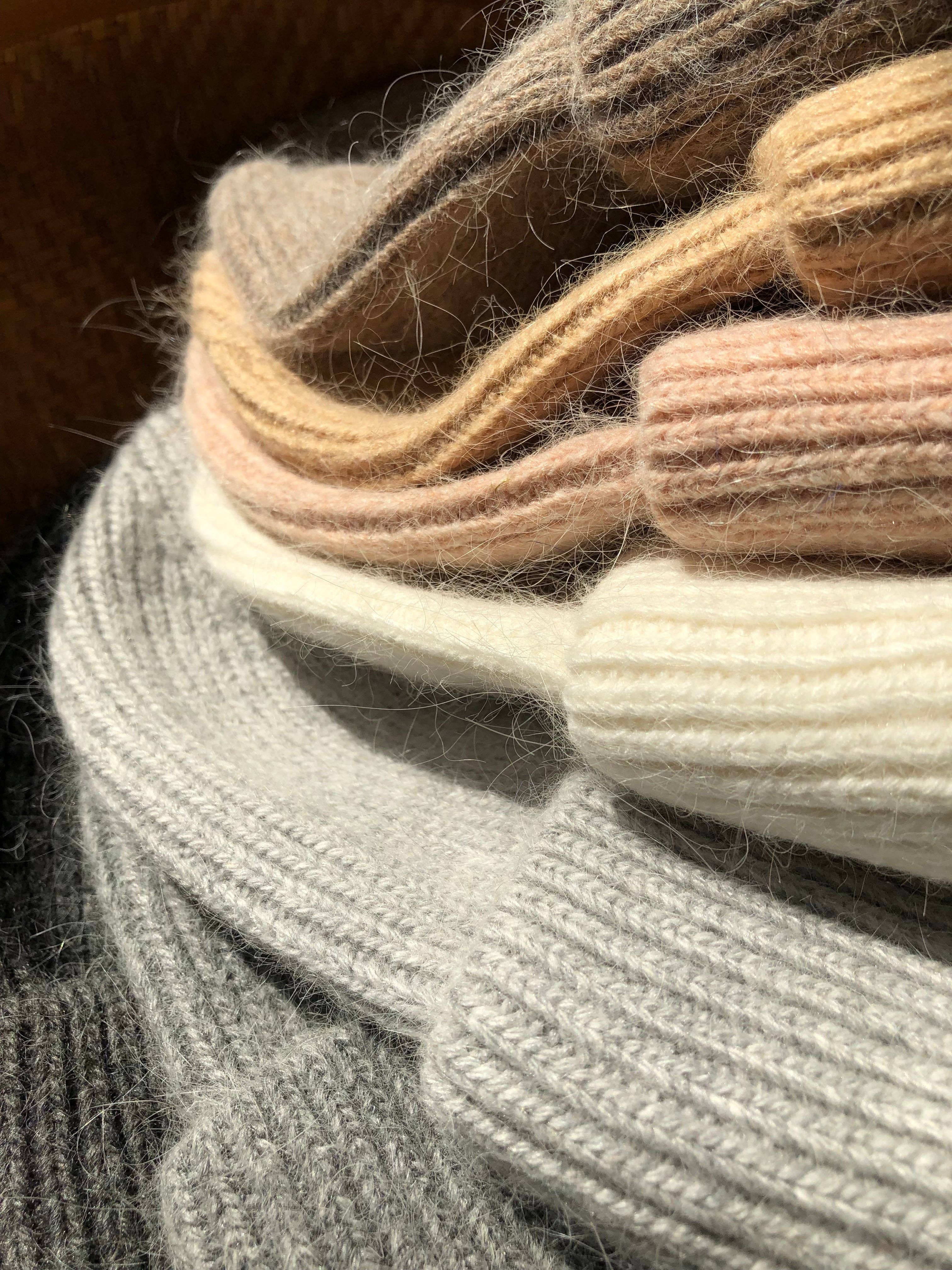 Neutral Angora Beanie