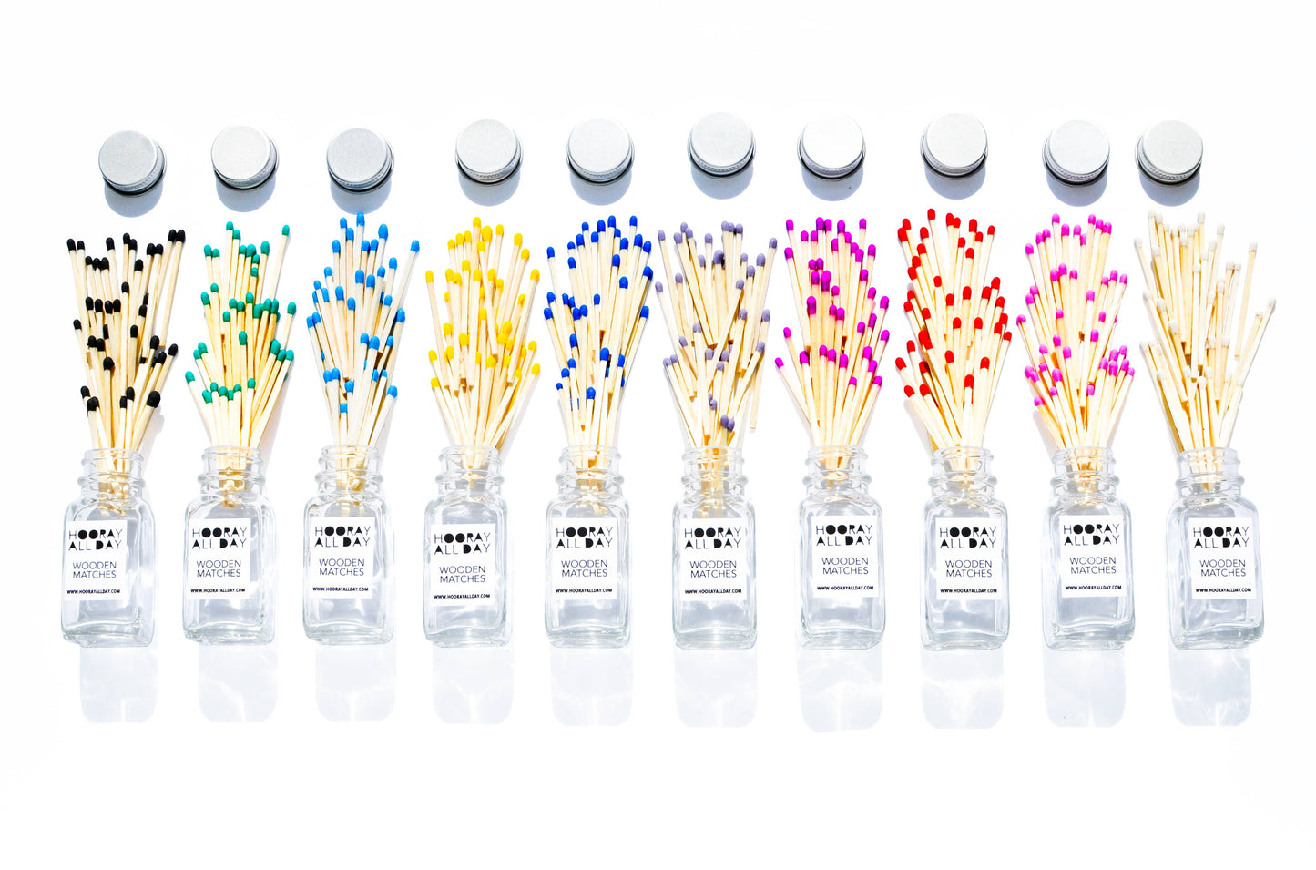 Colorful Wooden Matches In Little Glass Bottle