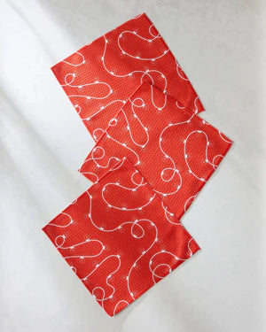 Geometry Red Holiday Lights Dishcloth Set