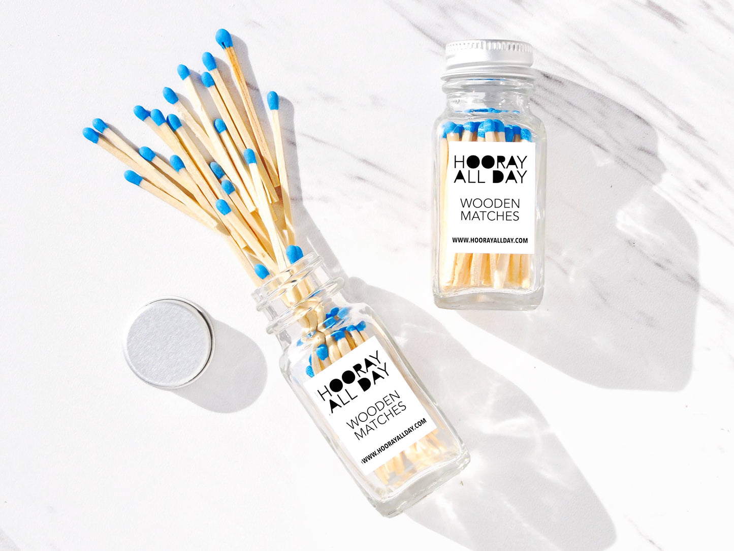 Colorful Wooden Matches In Little Glass Bottle