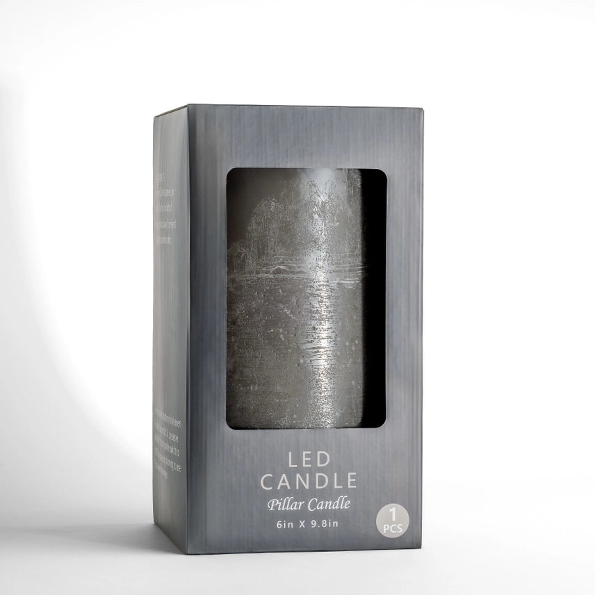 Frost Gray Flameless Pillar Candle