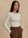 Edna Long Sleeve Fitted Tee - White