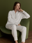Sally Half Zip Sweat - Ivory Marl