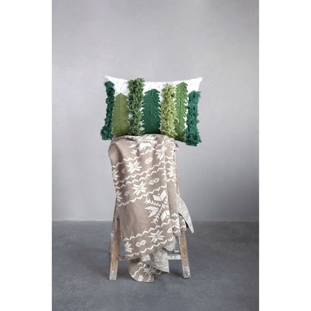 Shades of Green Textured Trees Pillow