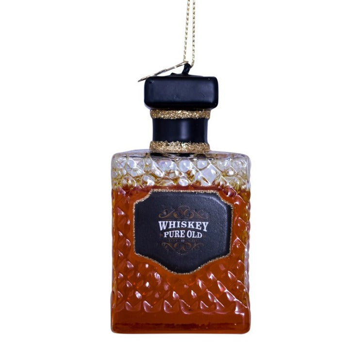 Ornament glass transparent whiskey bottle H3.25"