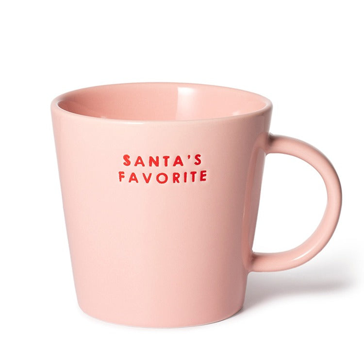 Ceramic tea cup SANTA'S FAVORITE pink 11.8 oz