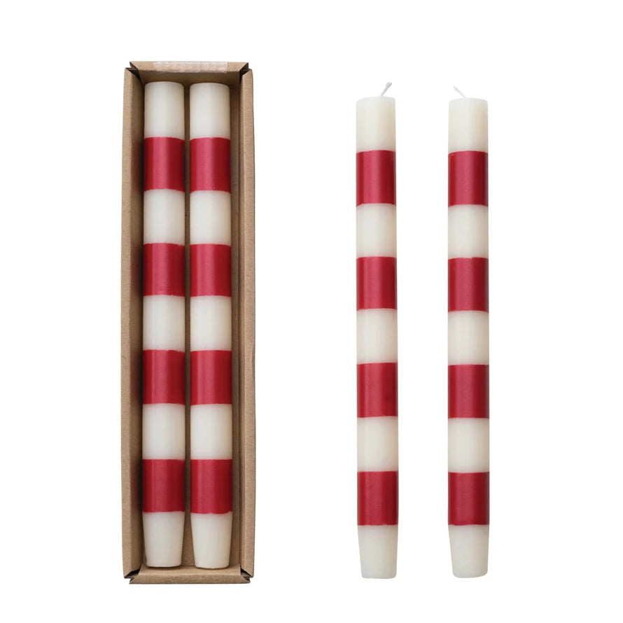 Holiday Striped Taper Candles