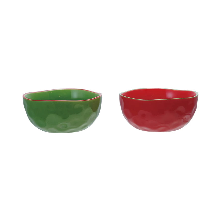 Holiday Bowl with Colored Rim