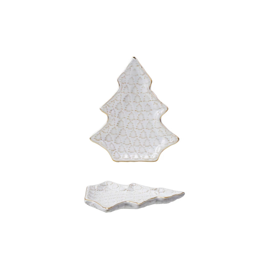 Debossed Stoneware Tree Plate