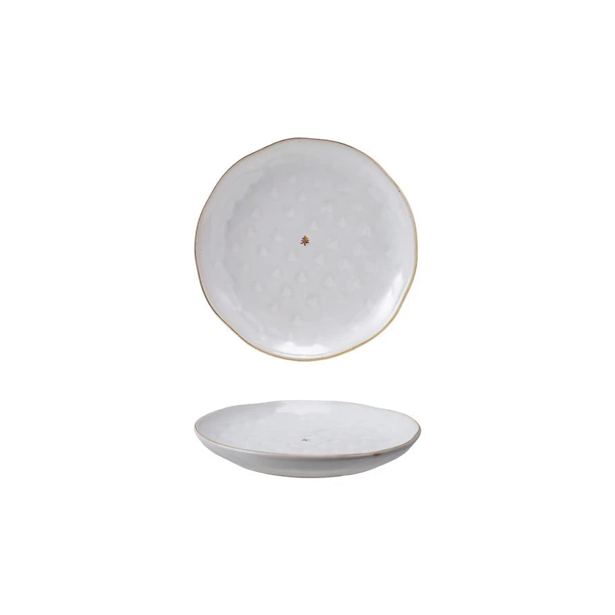 Debossed Small Stoneware Plate