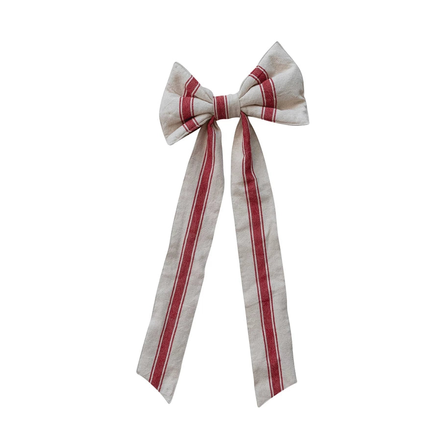 Striped Clip On Bow