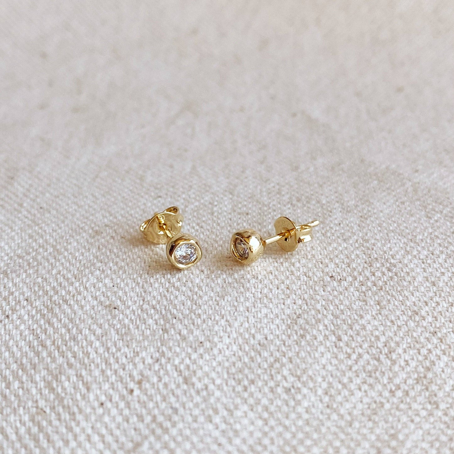 Round Bezel CZ Studs