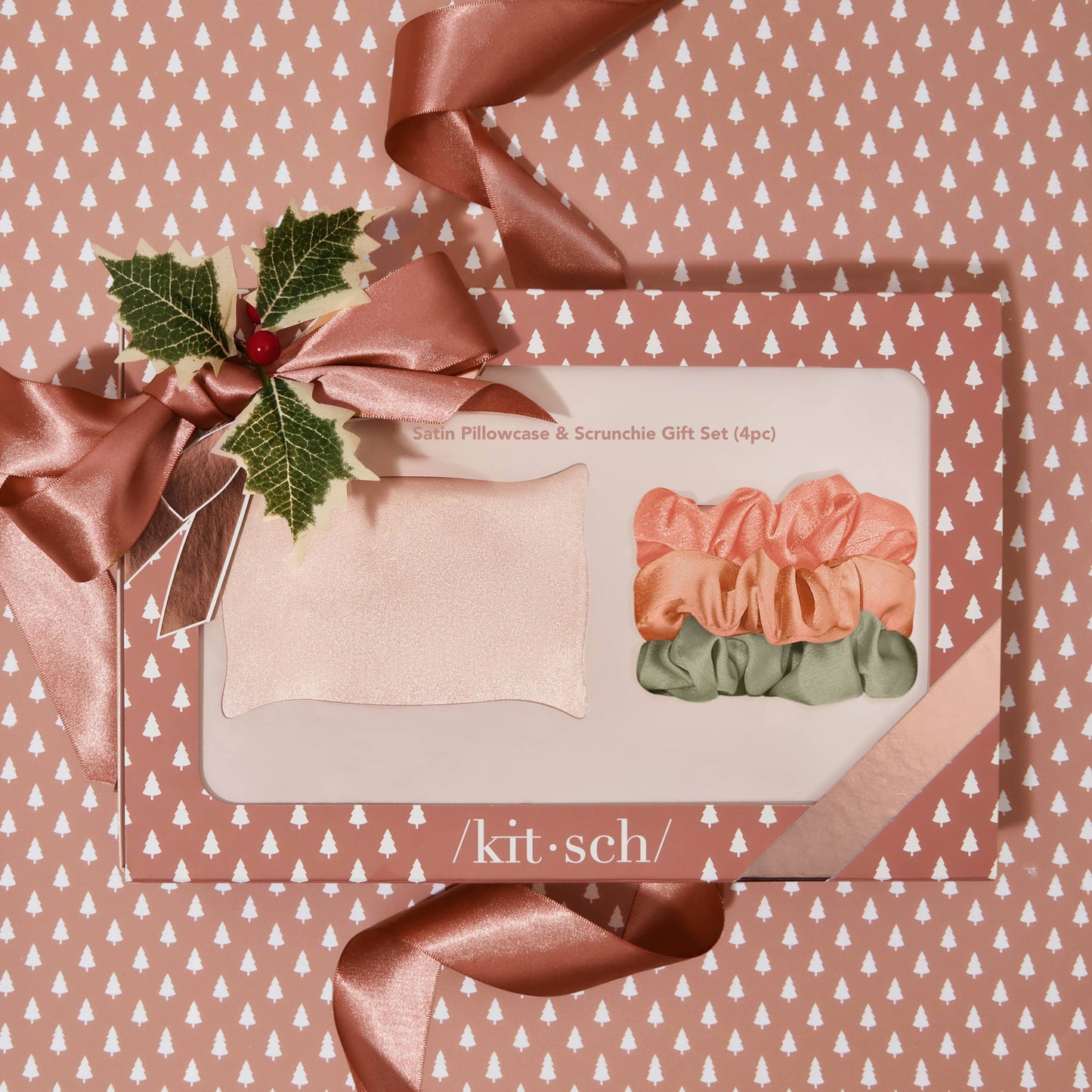 Holiday Satin Pillowcase + Scrunchie Gift Set