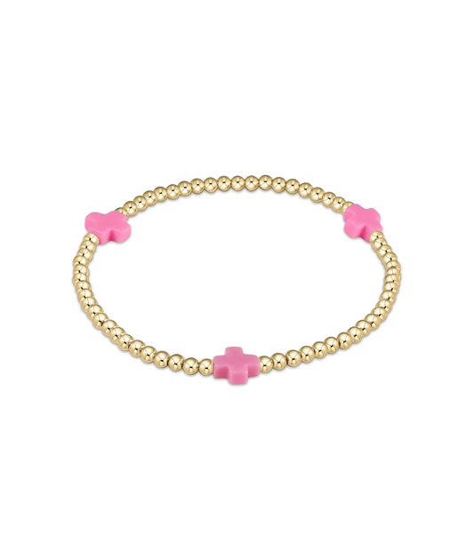 enewton Signature Cross Gold Pattern 3mm Bead Bracelet