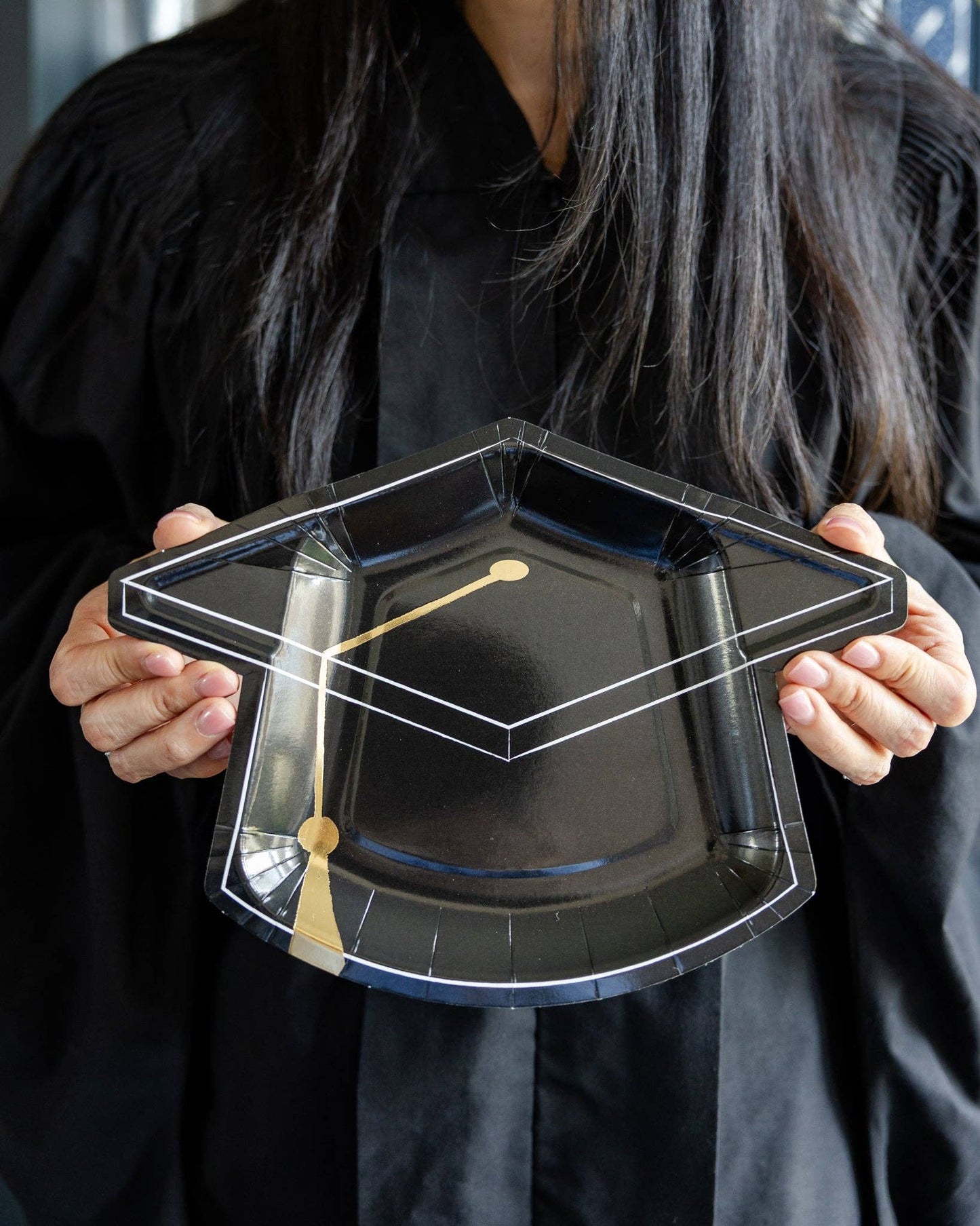 Black Grad Cap Plate