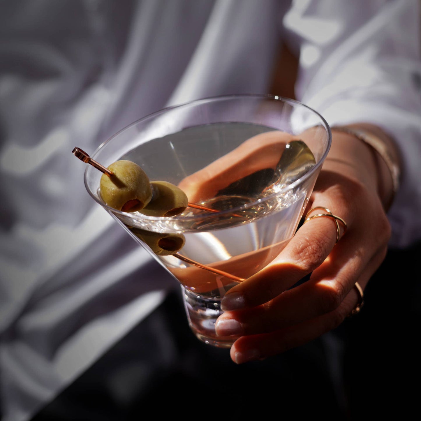 Raye™ Heavy Base Stemless Crystal Martini Glasses