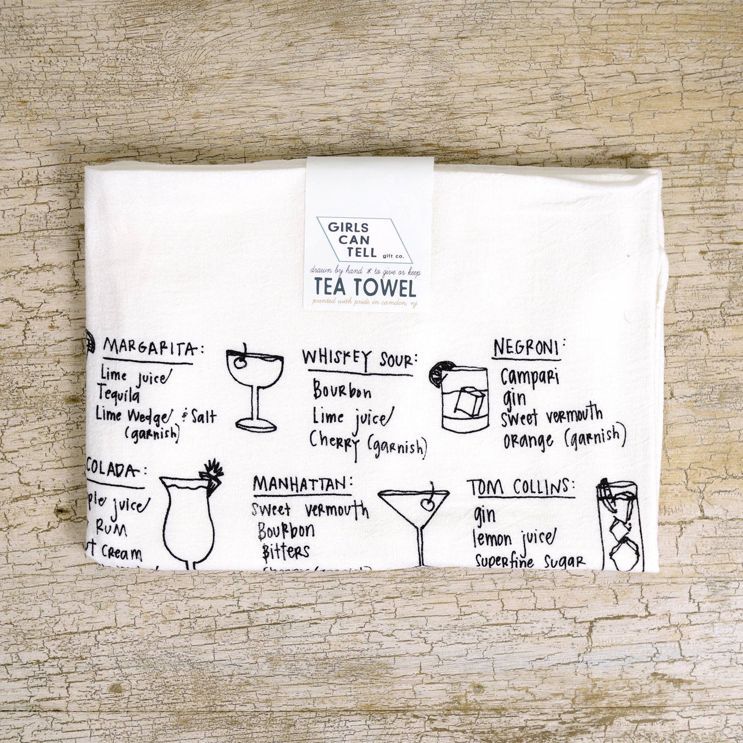 Cocktail Recipes Tea Towel