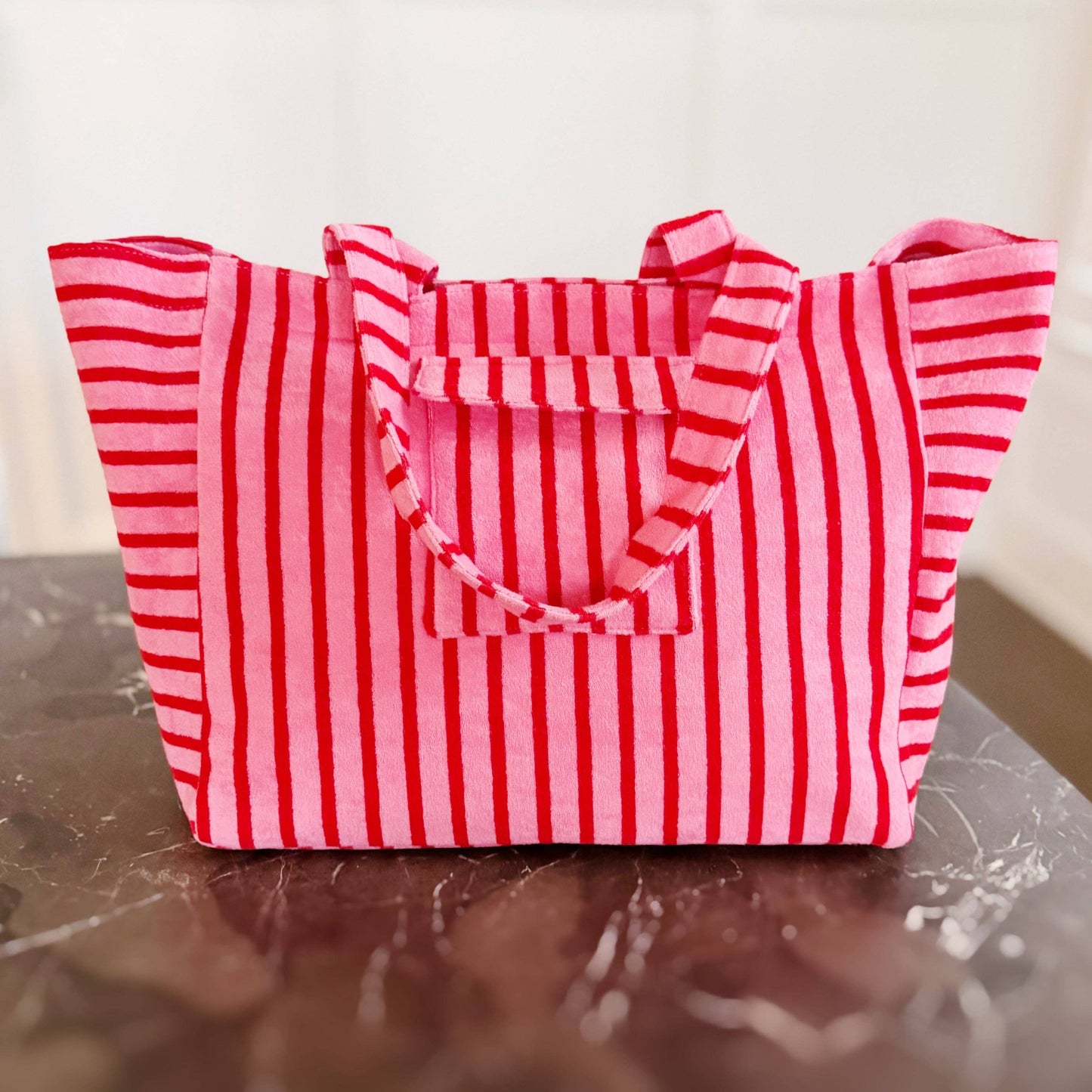 Striped Terry Cloth Carryall Striped Beach Bag