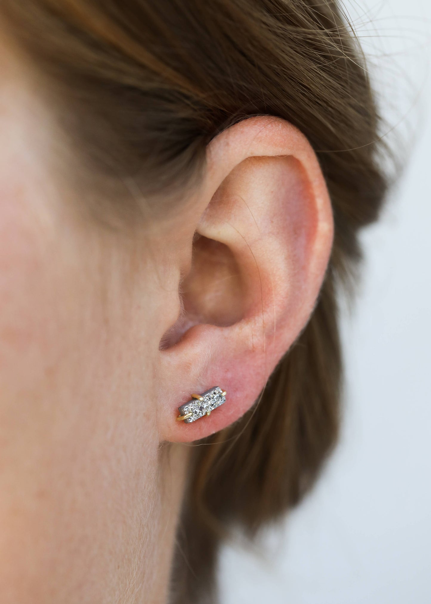 Silver Druzy Bar Earrings