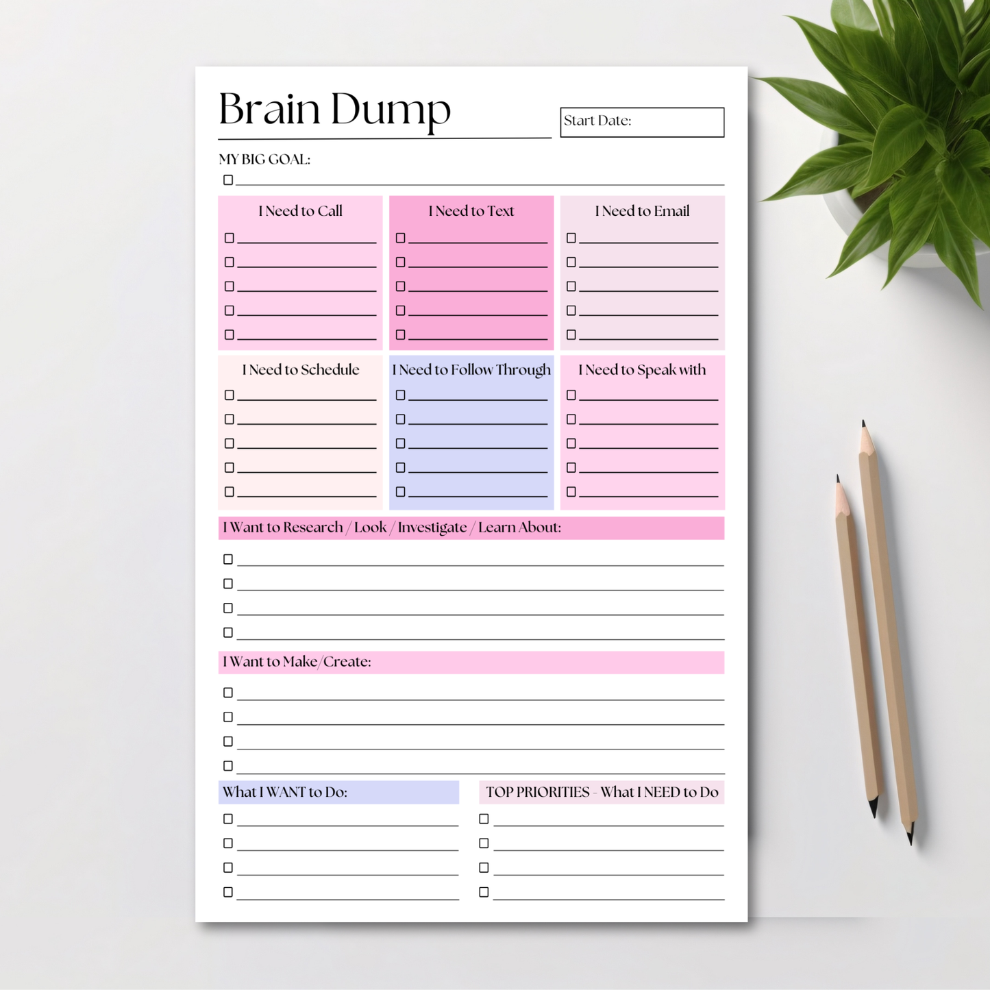 Brain Dump Planner