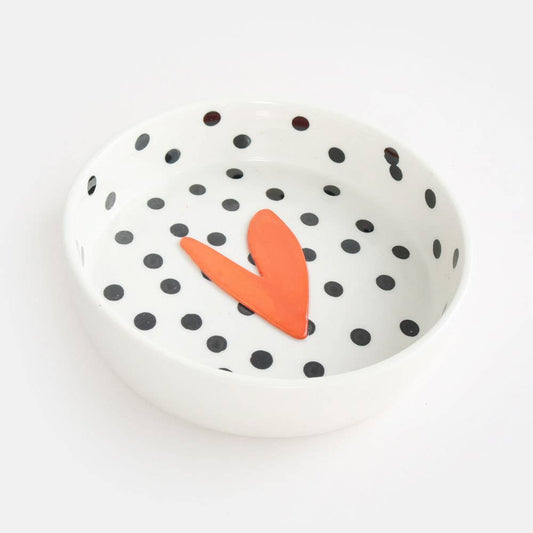 Polka Dot Heart Pet Bowl