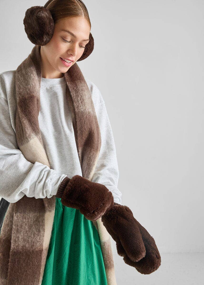 Mad Hatter Faux-Fur Mittens