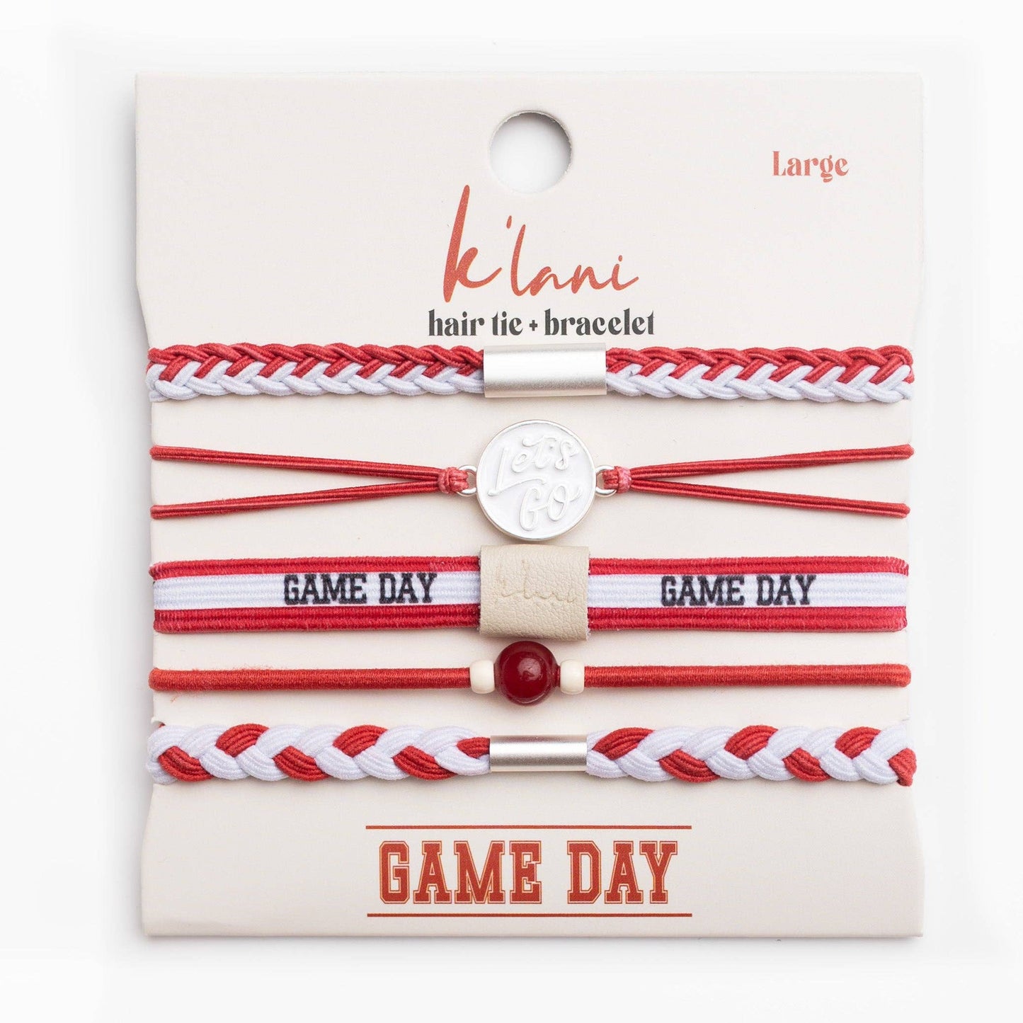 "Game Day" Crimson & White Hair Tie Bracelets