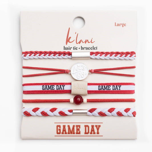 "Game Day" Crimson & White Hair Tie Bracelets