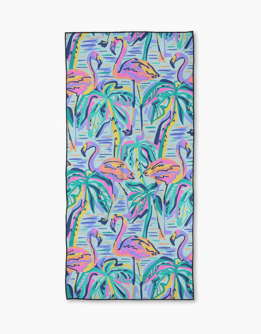 Geometry Pink Flamingo Beach Towel