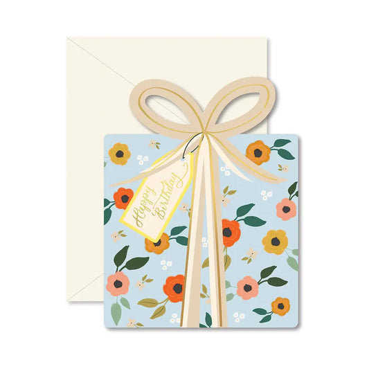 Blue Floral Birthday Box Card