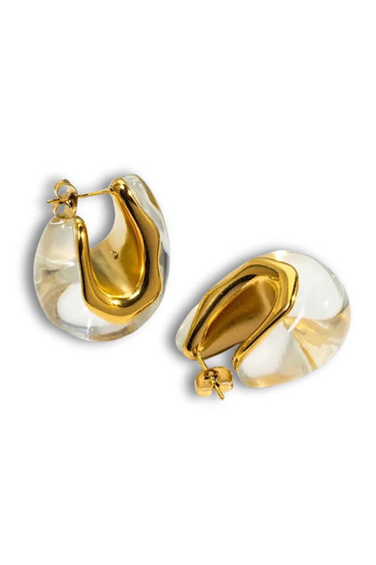 Chunky Gold Resin Hoop Earrings