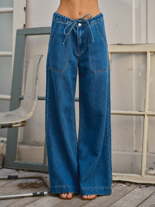 Drawstring Denim Pants