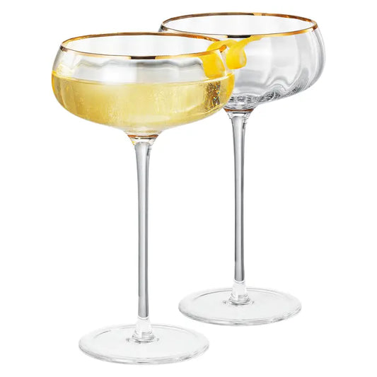 Gold Rim Coupe Glasses