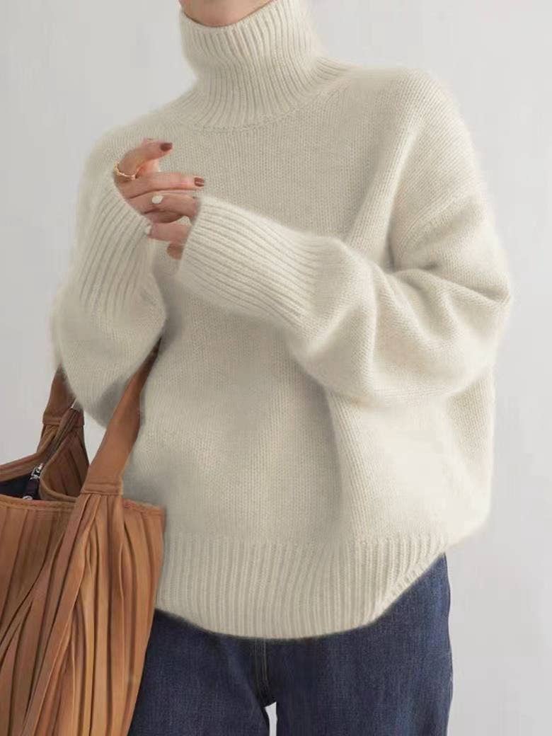 Soft Slouchy Turtleneck Knitted Sweater