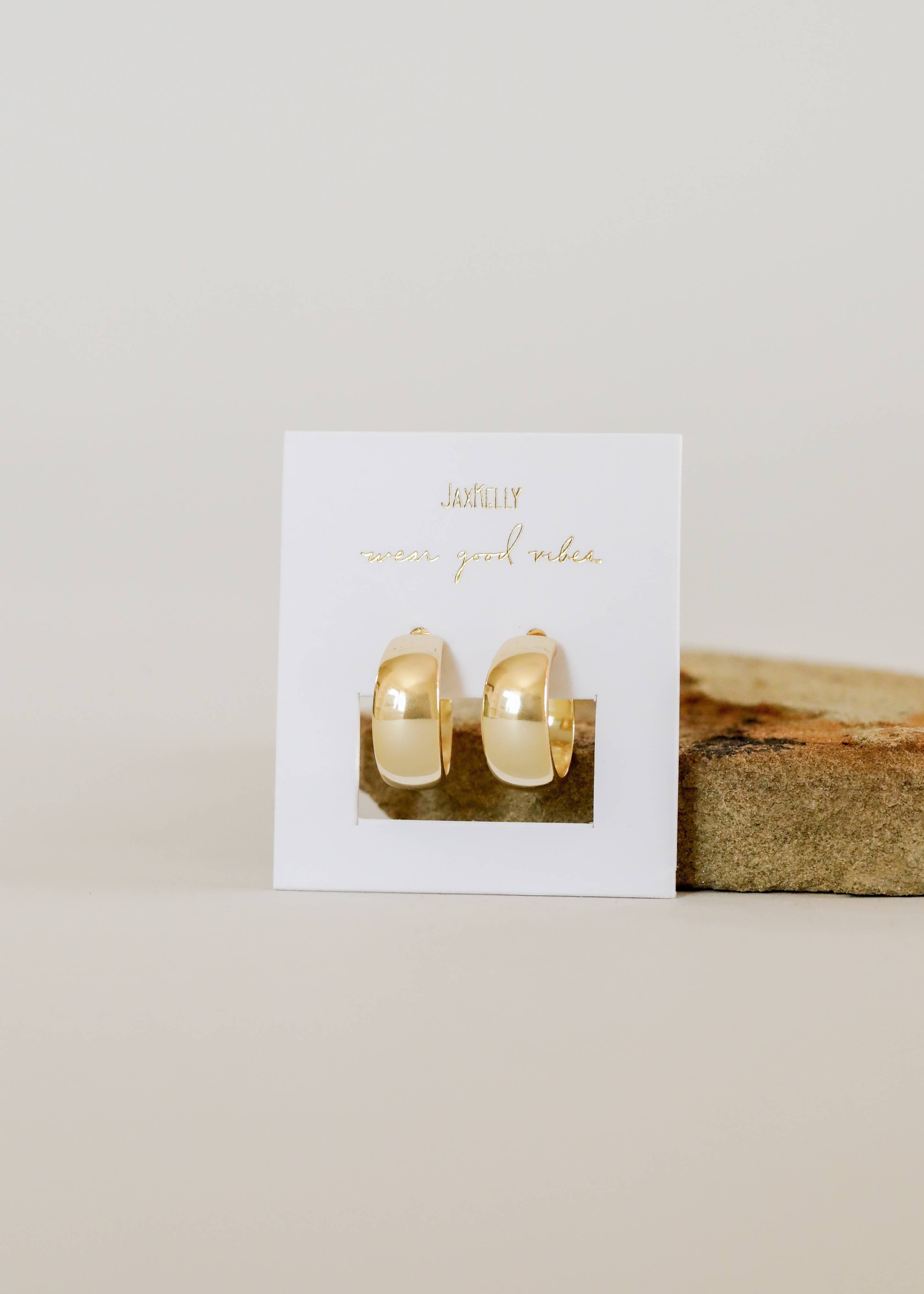 Wide Gold Hoop Earrings