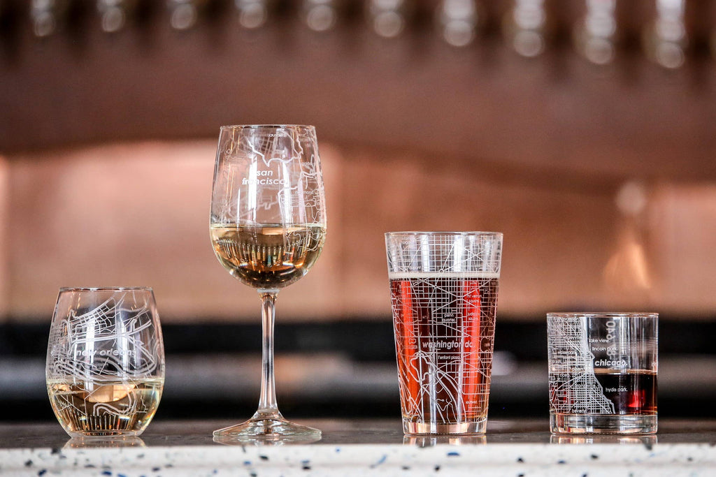 Chicago IL Map Rocks Whiskey Glass