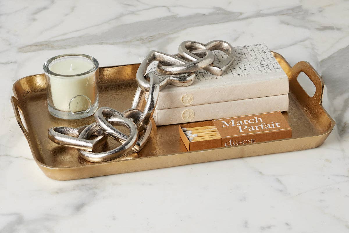 Gold Rectangle Metal Tray, Large