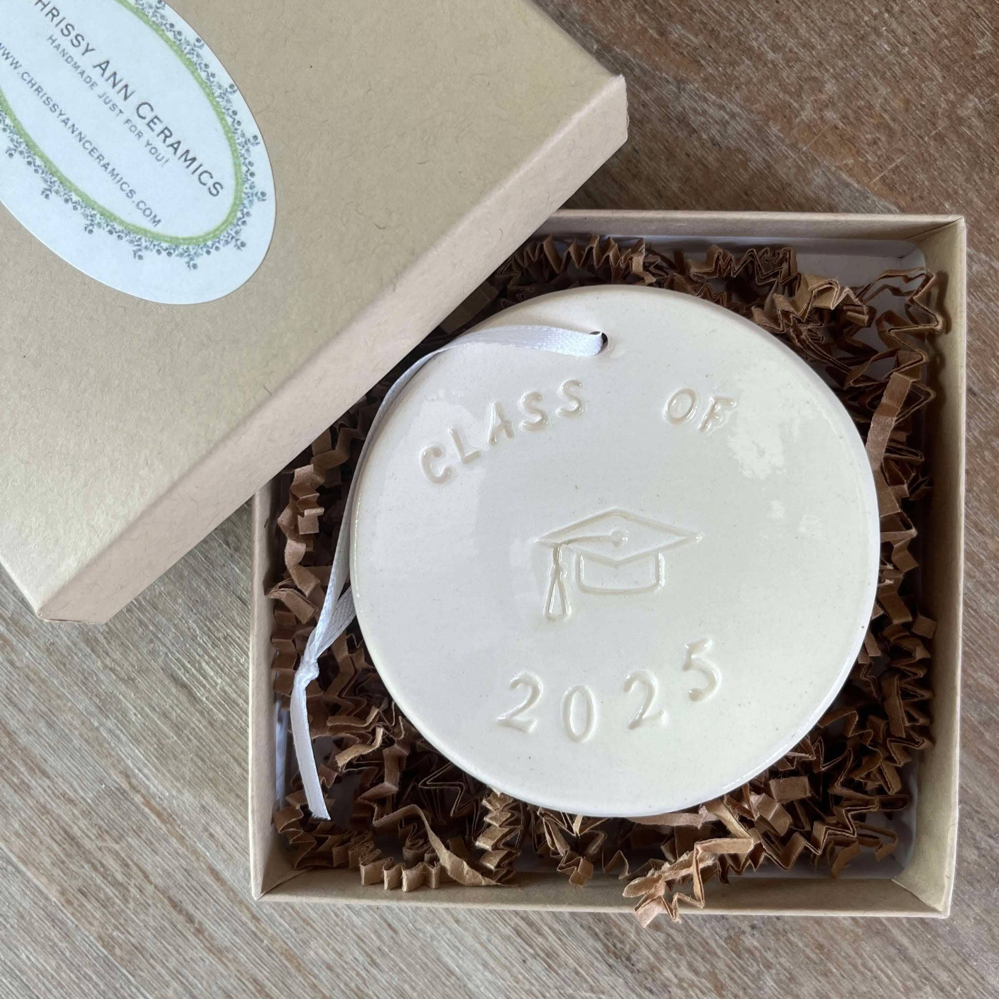 Graduation Gift Class of 2025 Ornament | Handmade Pottery – Gold+Oak