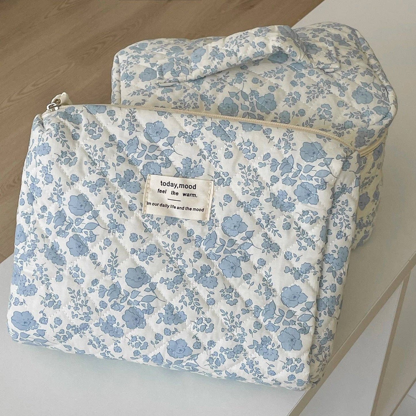 Blue Flower Cosmetic Bag