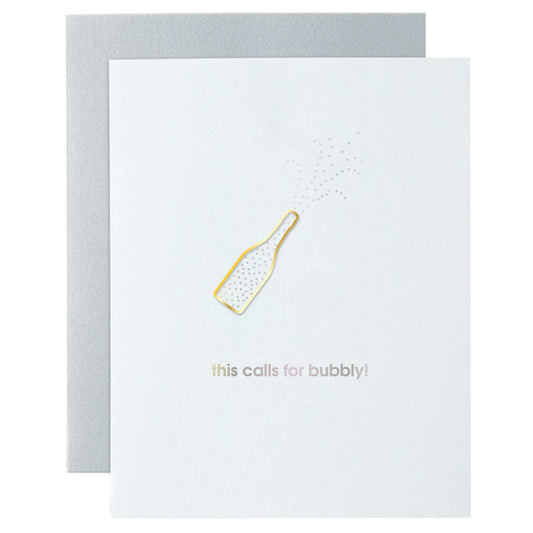 Calls For Bubbly Letterpress Card