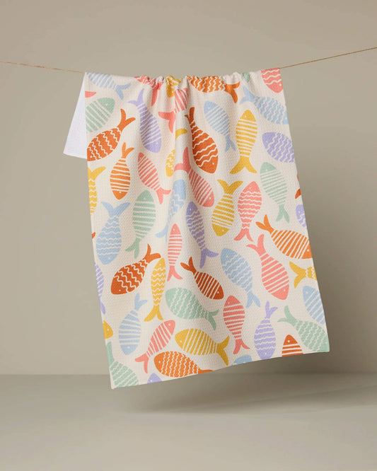 Geometry Fish Flip Tea Towel