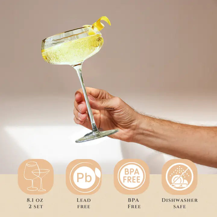 Gold Rim Coupe Glasses