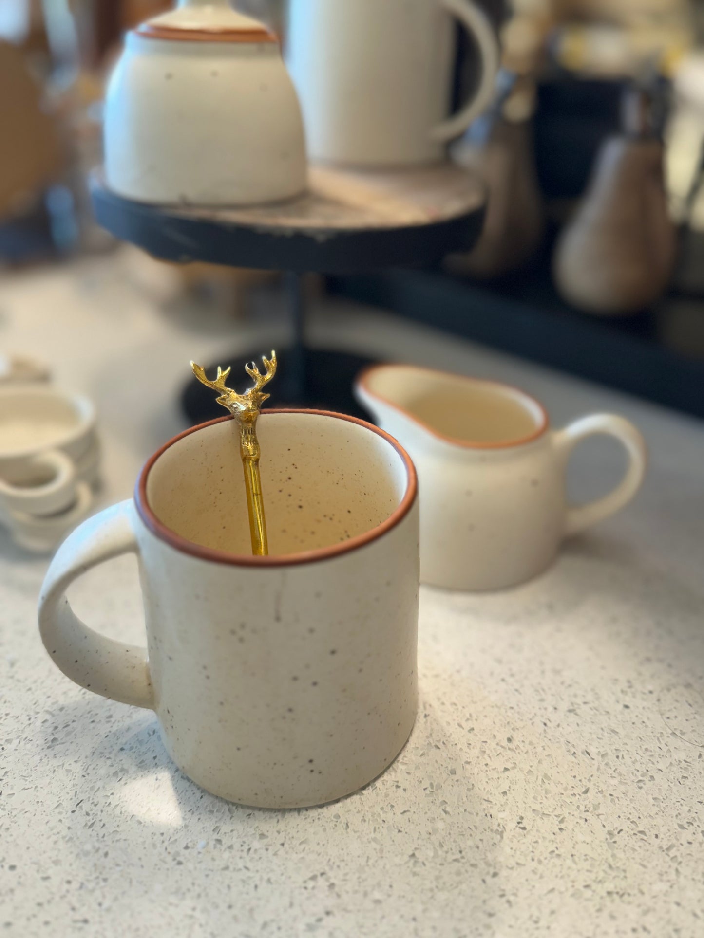 Single Gold Reindeer Coffee Spoon