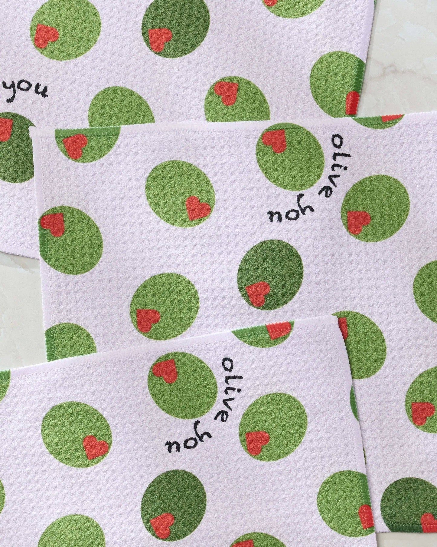 Geometry Olive You Dishcloth Set