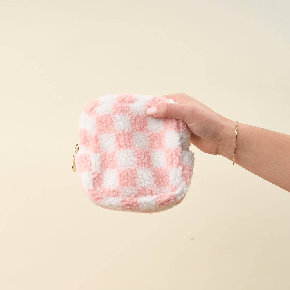 Teddy Pouch Check Blush