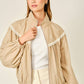 Lace Shirring Bomber Jacket