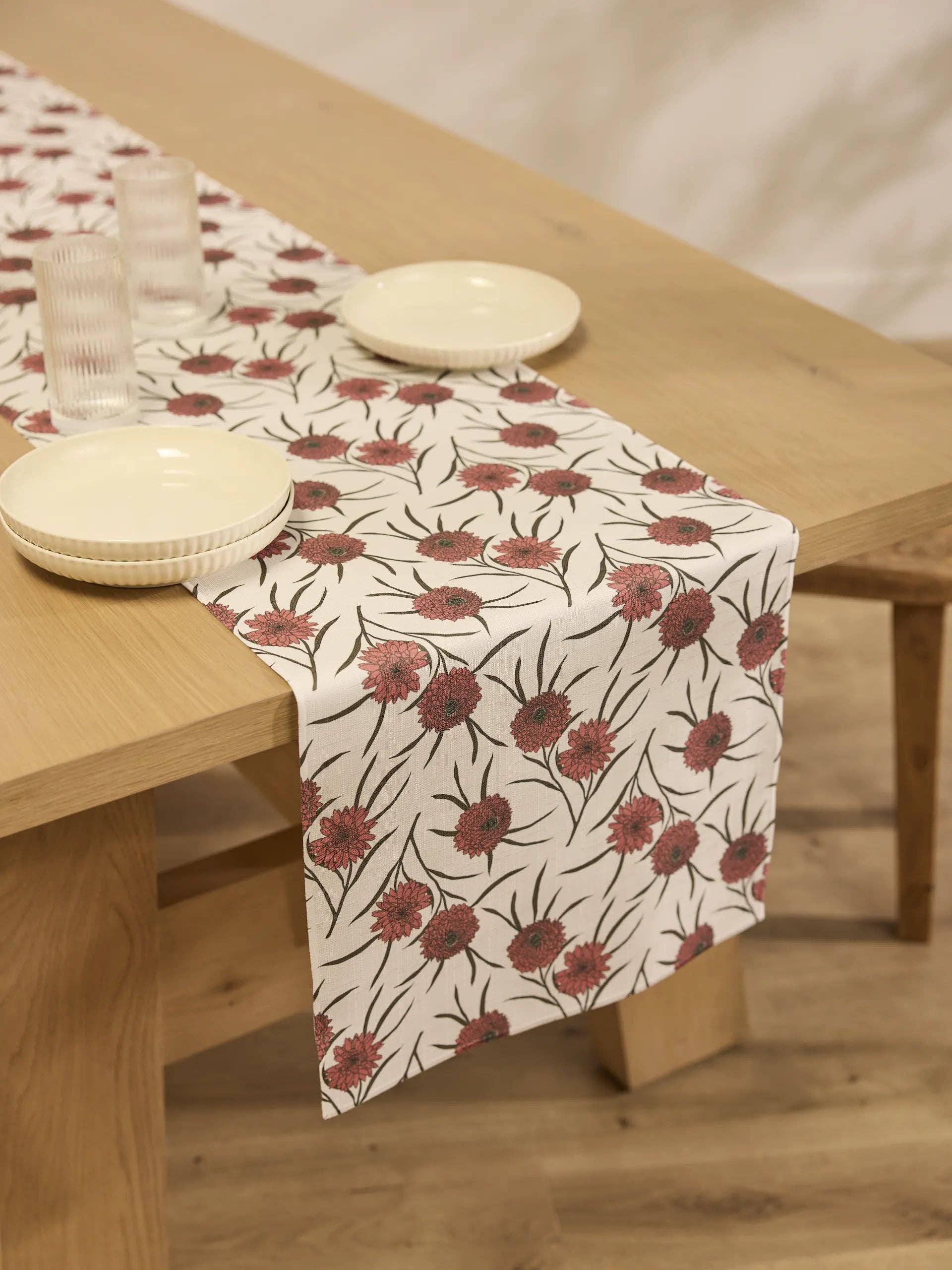 Geometry Wild Dahlia Table Runner