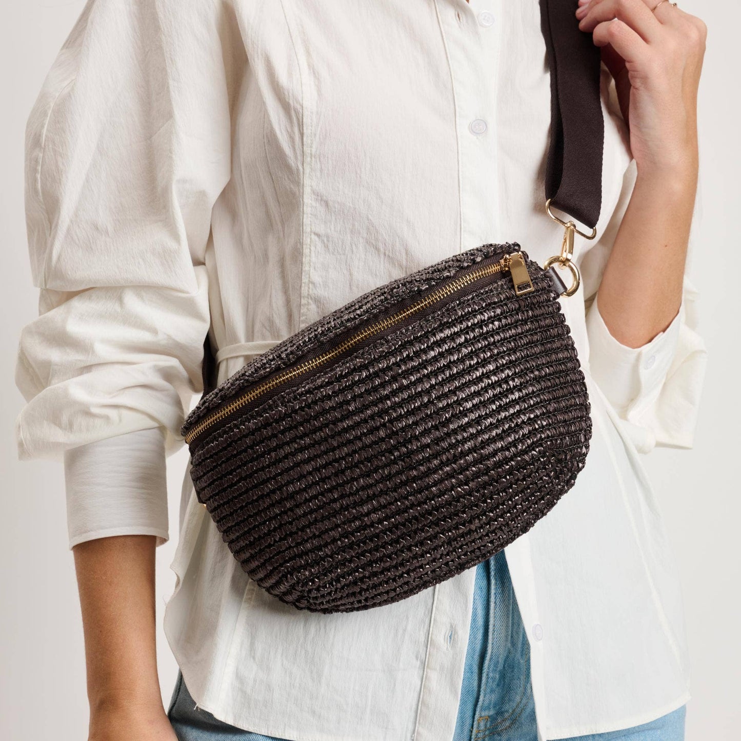 Woven Chocolate Belt Bag